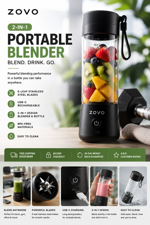 ZOVO™ 2-in-1 Portable Blender Bottle